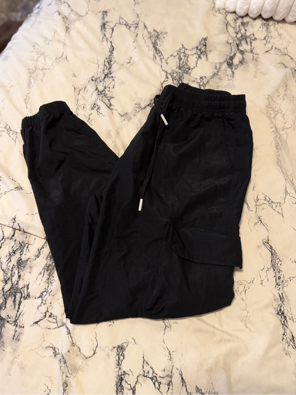 Men's Black Cargo Jogger Pants - Casual Drawstring Waist